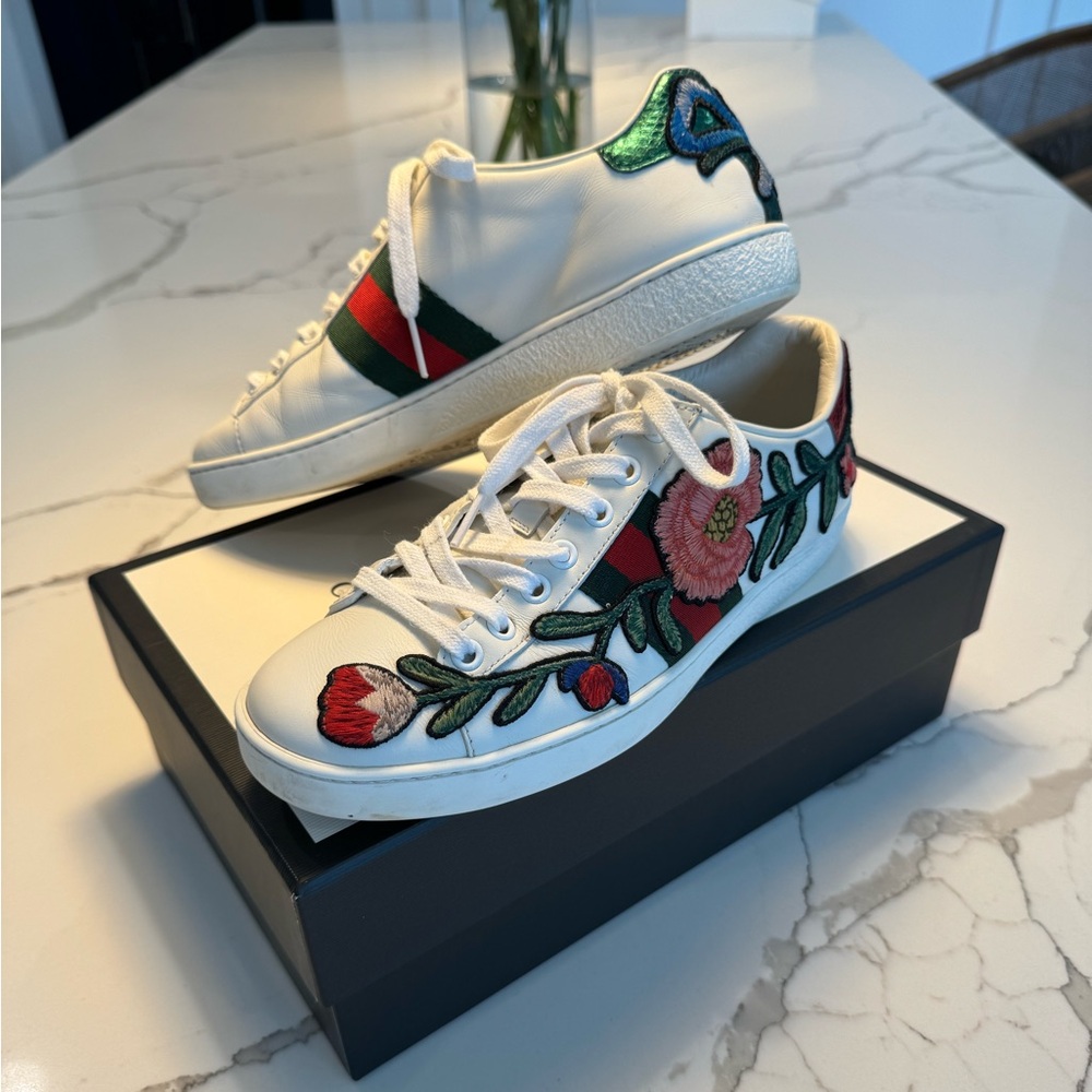 Gucci Women's White Floral Sneakers